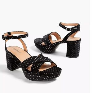 Lane Bryant Velvet Metallic Dot Block-Heel Sandal